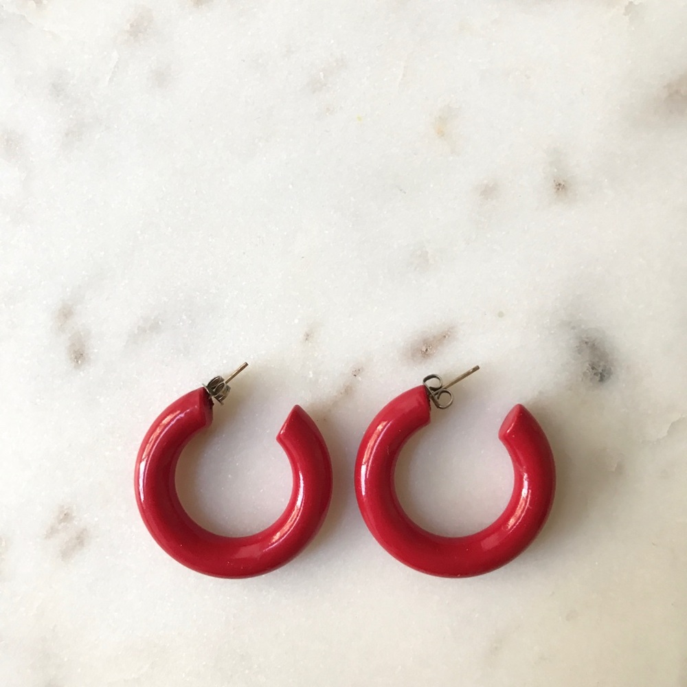 Cherry Red Hoop Earrings